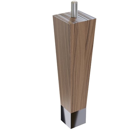 6 Square Tapered Leg With Bolt And 1 Chrome Ferrule - Walnut With Semi-Gloss Clear Coat Finish